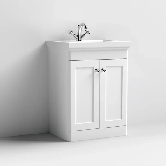 Nuie 600 F/s 2-door Unit & Basin 1th Satin White product image - Image 1