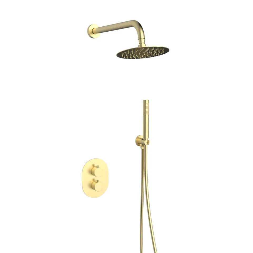 Frontline New Mineral Round Shower Pack Brush Brass product image - Image 1