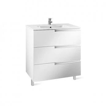 Roca Victoria-n Base Unit 800 X 460mm - 3 Soft Close Drawers - Gloss White