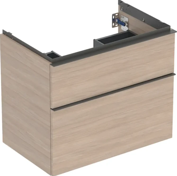 Geberit iCon Washbasin Cabinet 2 Drawer 750mm Oak Wood-Texture Body/Lava Matt Handle