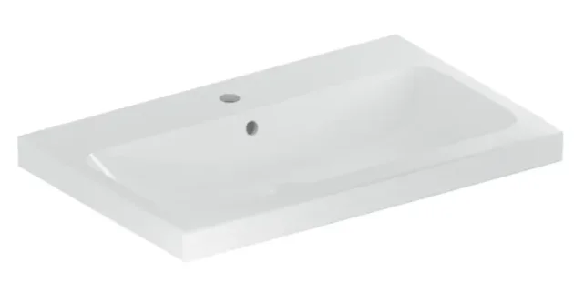 Geberit iCon 600mm 1 Tap Hole Vanity Basin w/ Overflow - White product image - Image 1