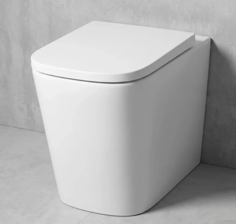Faeber Venice Back To Wall Rimless Toilet Pan - Gloss White detail view - Image 4