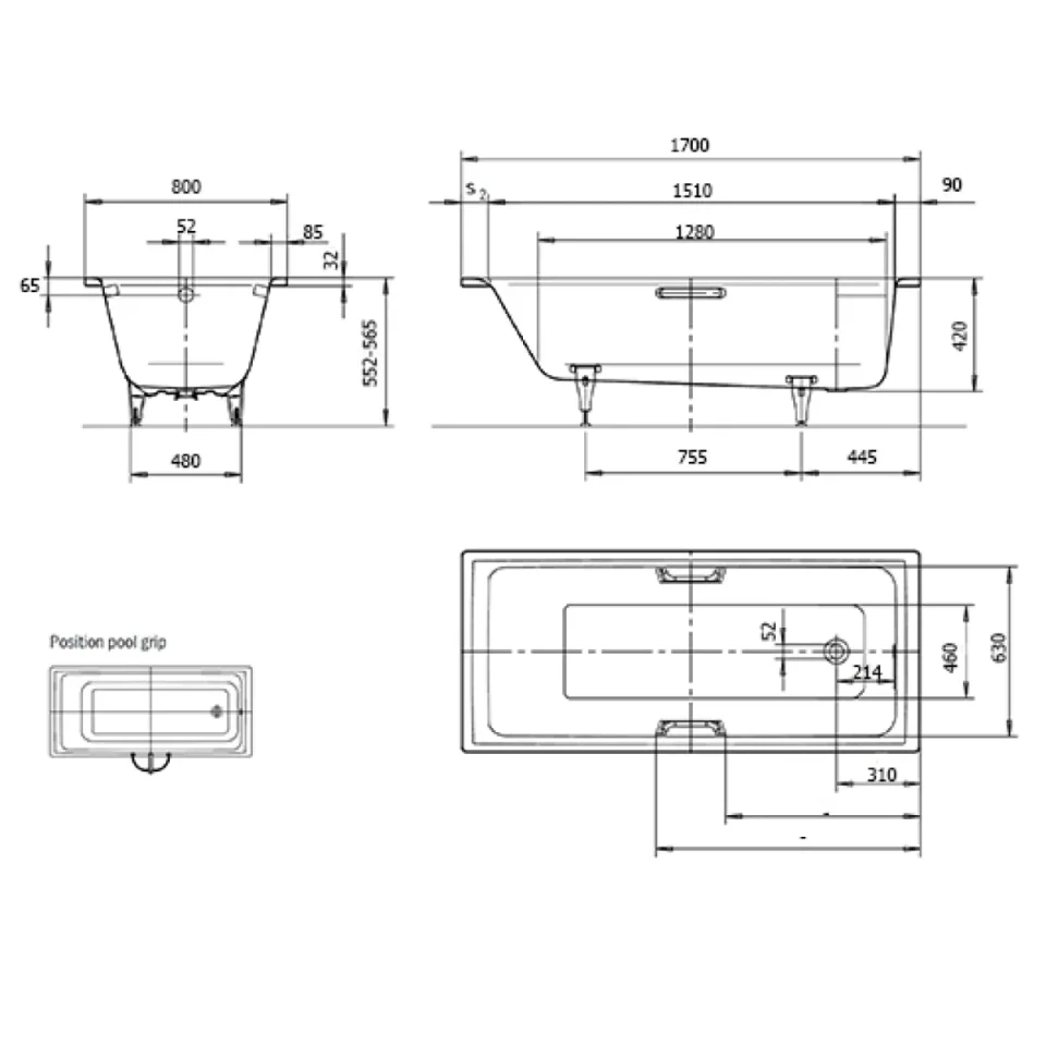 Kaldewei Puro 691 Nth 1700x800 Bath - Image 3