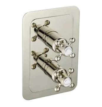 Just Taps Grosvenor Cross Thermo Concealed 2 Outlet Shower Valve Vertical  Nickel product image - Image 3
