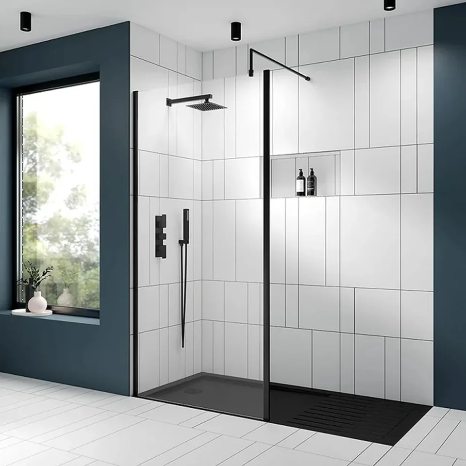 Hudson Reed Wetroom Screen Support Arm Matt Black detail view - Image 2