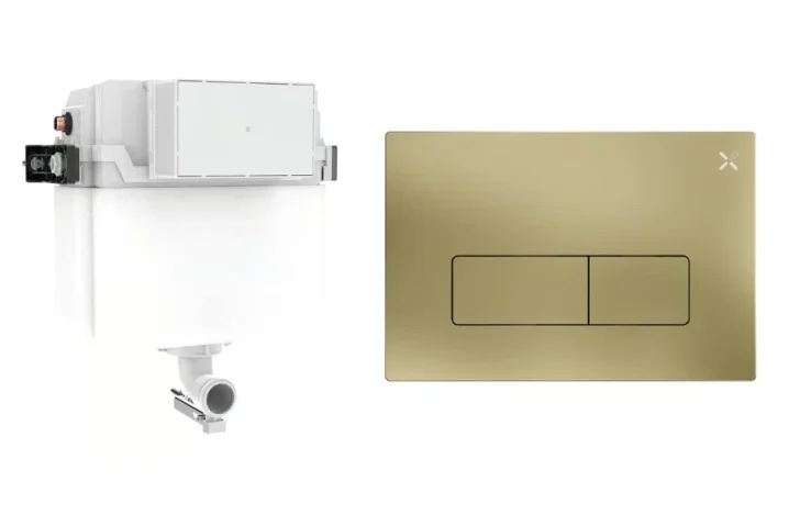 Crosswater Mpro Cistern Set 1 Brushed Brass detail view - Image 2