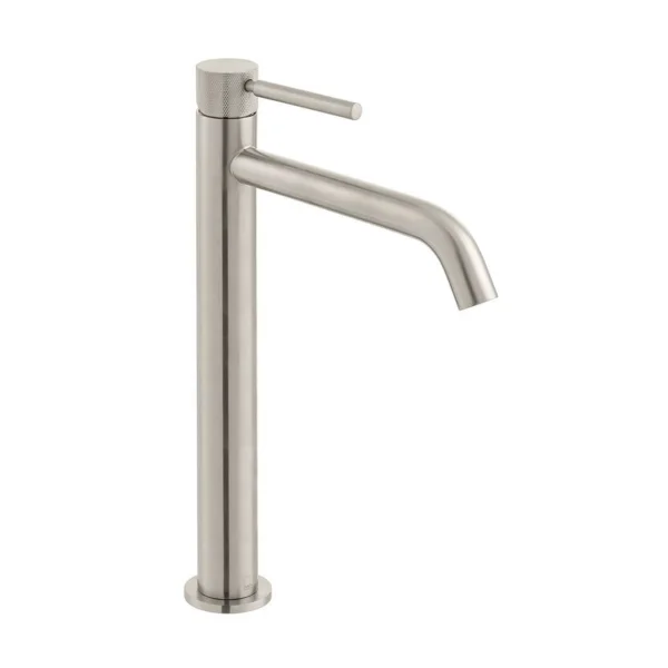 Vado Individual Origins Slimline Extended Mono Basin Mixer With Knurled Handle Brushed Nickel