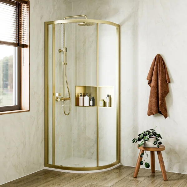 Crosswater 6mm Quadrant Single Door 900 Brushed Brass