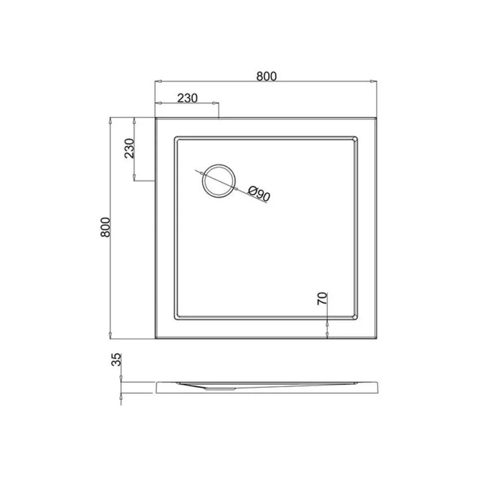 Britton Square Shower Tray 800mm detail view - Image 2