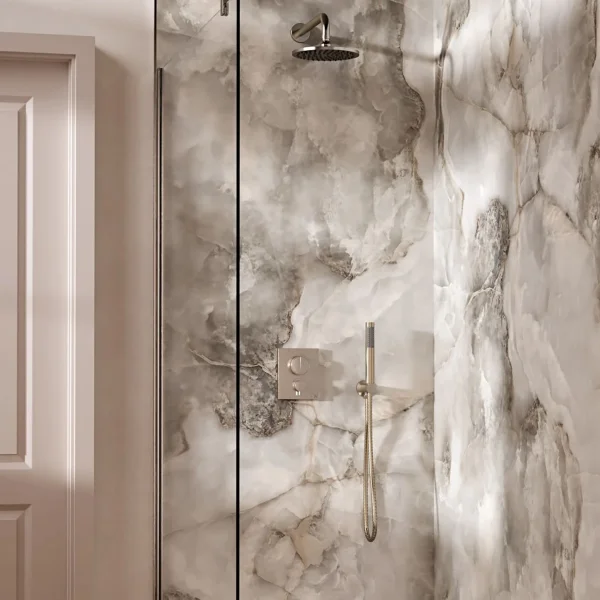 Crosswater Push Shower Set 1 Brushed Nickel 200mm
