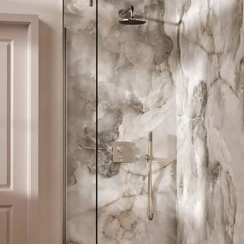 Crosswater Push Shower Set 1 Brushed Nickel 200mm product image - Image 1