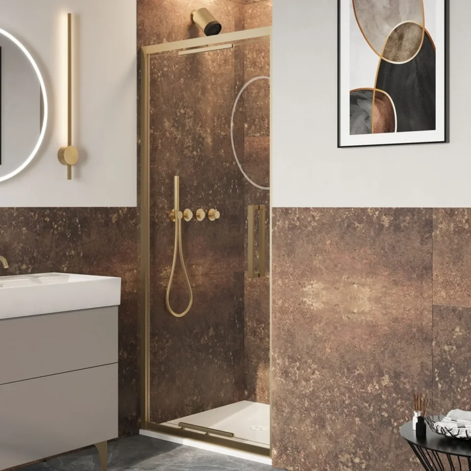 Crosswater Asura 8mm Infold Door 1000 Brushed Brass product image - Image 1