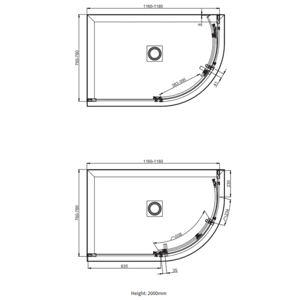 Crosswater Optix Offset Quadrant 1200x800 Right Hand Brushed Nickel detail view - Image 4