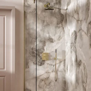 Crosswater Push Shower Set 1 Brushed Brass 200mm