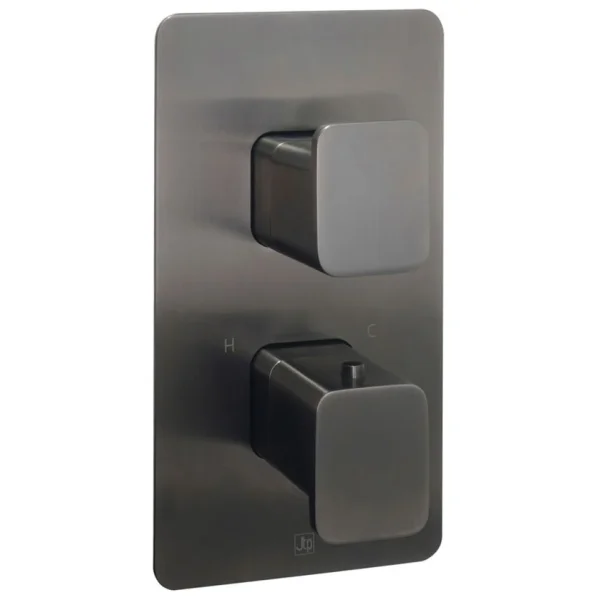 Just Taps Hix Thermostatic Shower Valve Two Option Brushed Black
