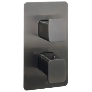 Just Taps Hix Thermostatic Shower Valve Two Option Brushed Black
