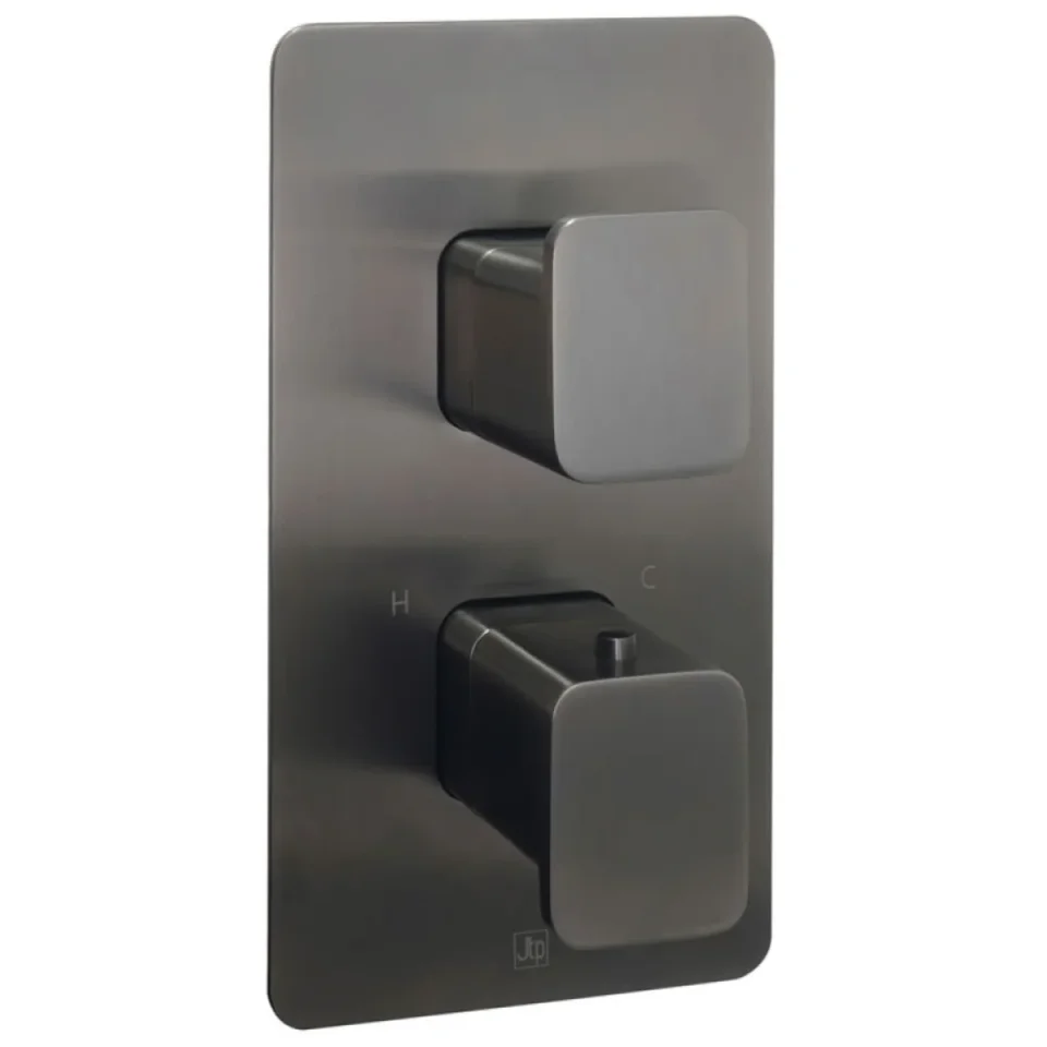 Just Taps Hix Thermostatic Shower Valve Two Option Brushed Black product image - Image 1