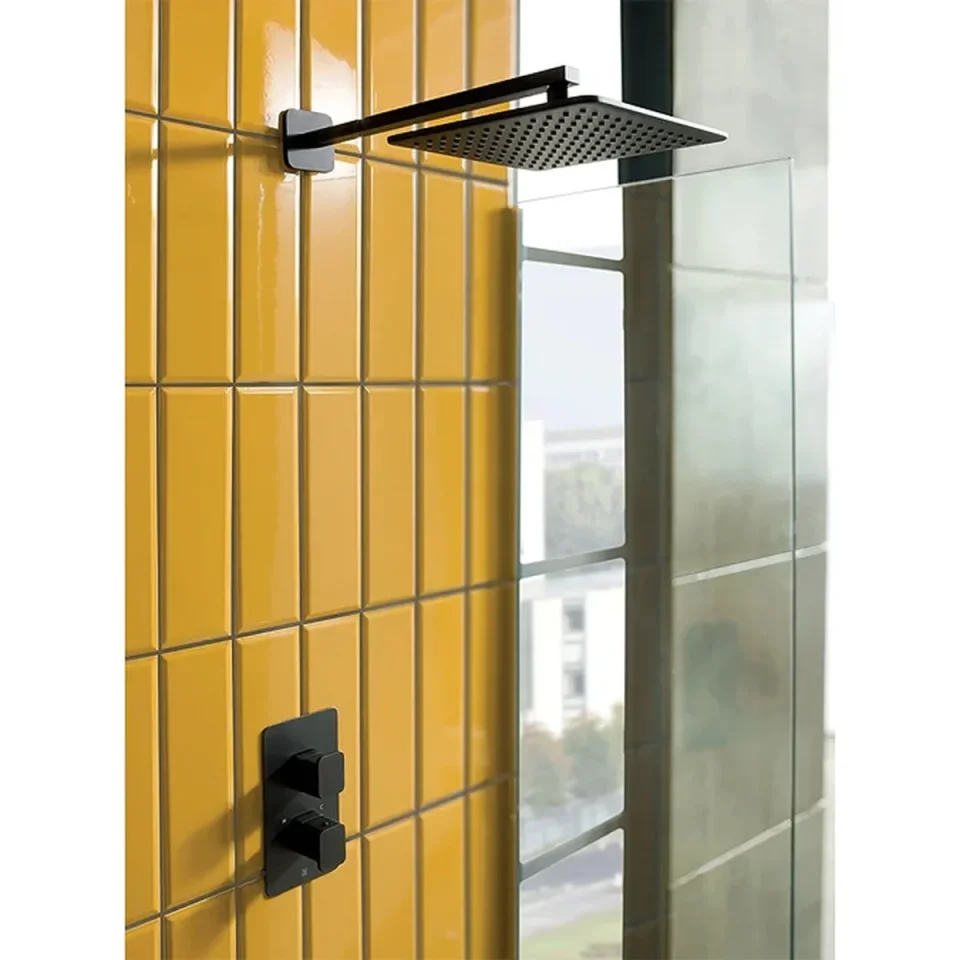 Just Taps Hix Thermostatic Shower Valve Two Option Matt Black detail view - Image 2