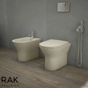 Rak Feeling Rimless Back To Wall Pan In Matt Cappuccino
