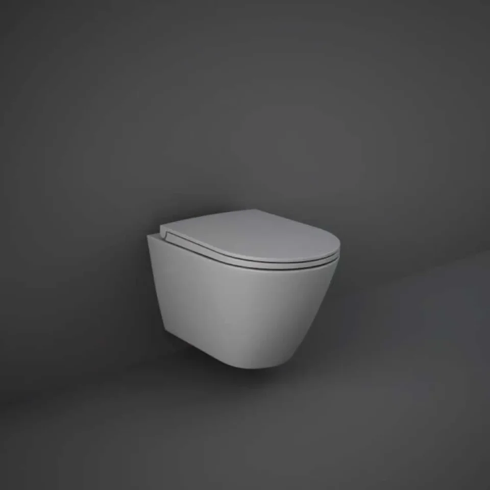 Rak Feeling Rimless Wall Hung Pan In Matt Grey product image - Image 1