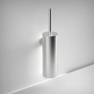 Ava Round Toilet Brush Holder - Brushed Stainless Steel