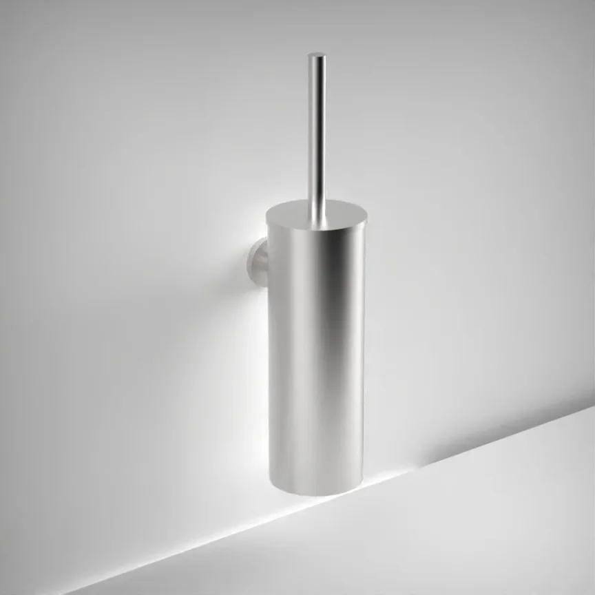 Ava Round Toilet Brush Holder - Brushed Stainless Steel product image - Image 1