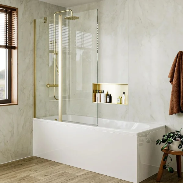 Crosswater 6mm Double Bath Screen 1150 Brushed Brass