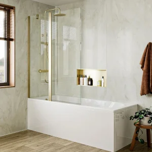 Crosswater 6mm Double Bath Screen 1150 Brushed Brass