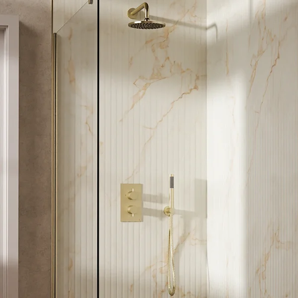 Crosswater Design Shower Set 3 Brushed Brass 200mm