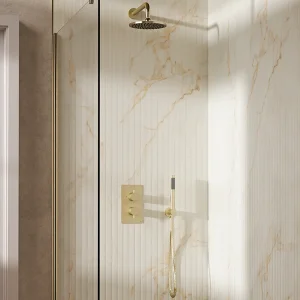 Crosswater Design Shower Set 3 Brushed Brass 200mm