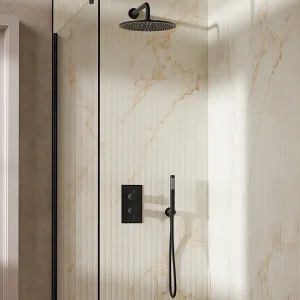 Crosswater Design Shower Set 3 Matt Black 300mm