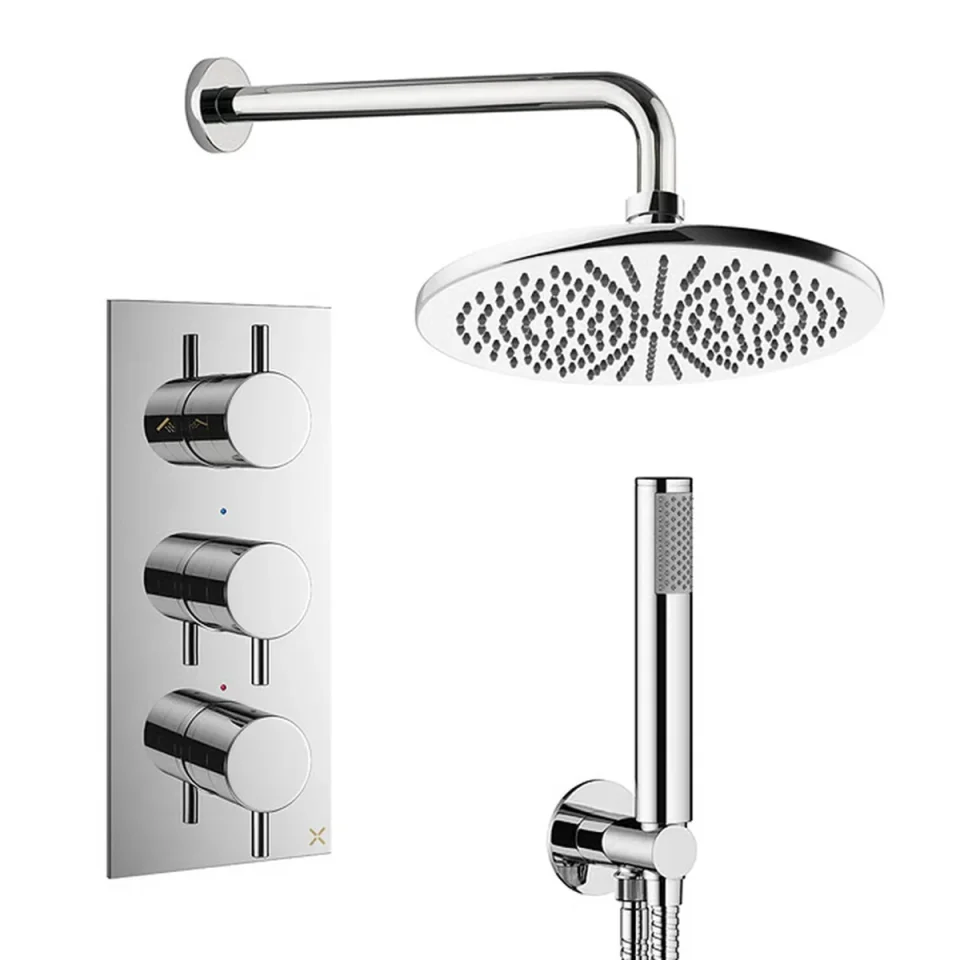 Crosswater Design Shower Set 7 Chrome 300mm detail view - Image 2