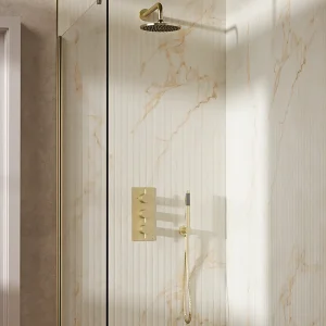 Crosswater Design Shower Set 7 Brushed Brass 200mm