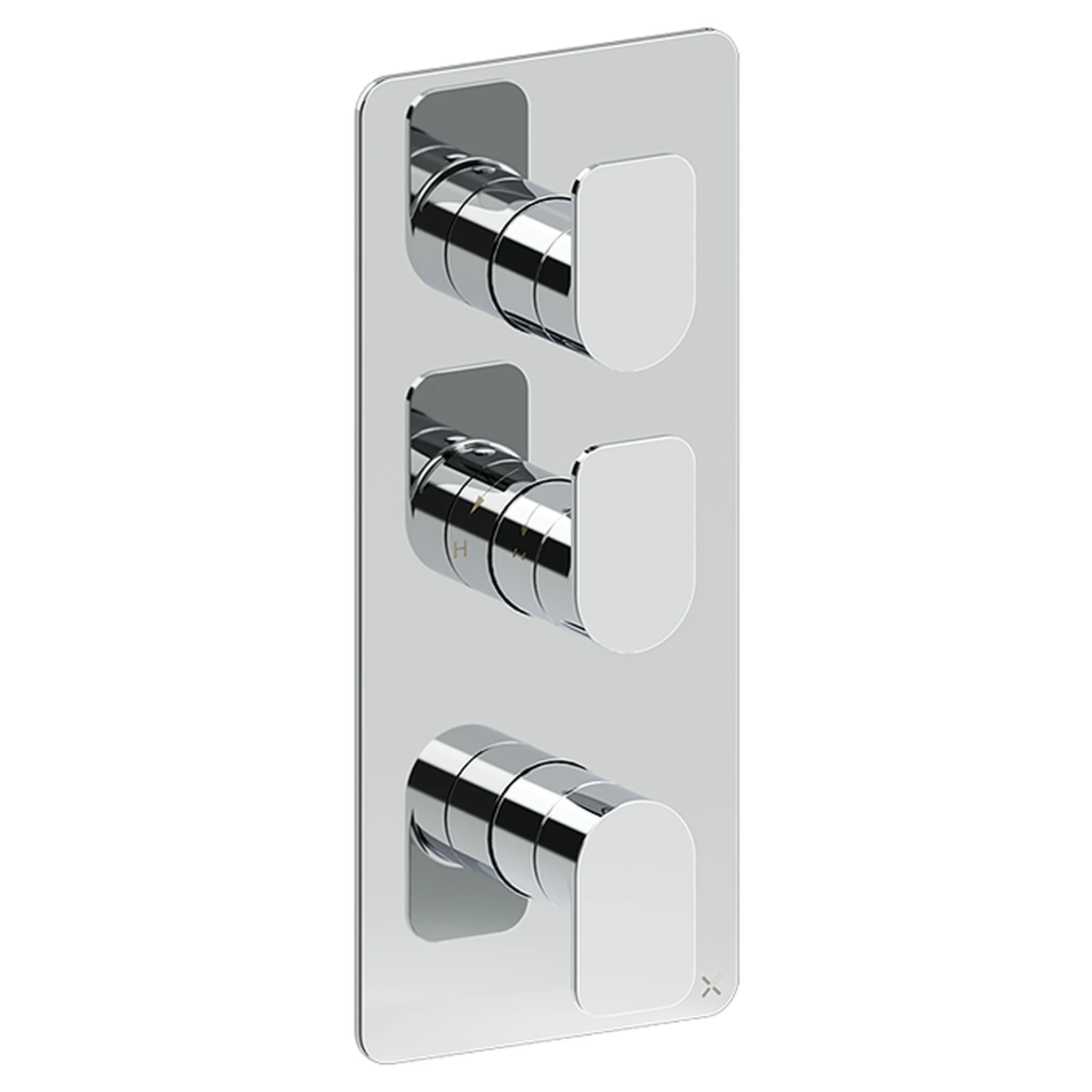 Crosswater Fuse 2 Outlet 3 Handle Portrait Valve & Trimset Chrome