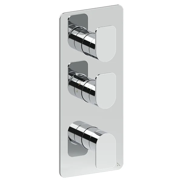 Crosswater Fuse 2 Outlet 3 Handle Portrait Valve & Trimset Chrome