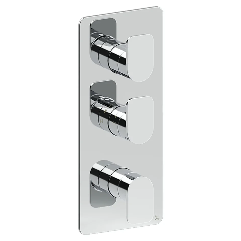 Crosswater Fuse 2 Outlet 3 Handle Portrait Valve & Trimset Chrome product image - Image 1