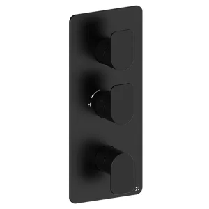 Crosswater Fuse 2 Outlet 3 Handle Portrait Valve & Trimset Matt Black