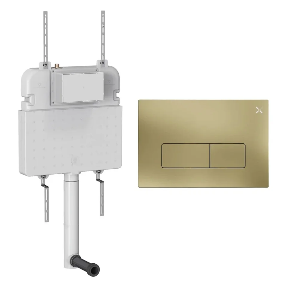 Crosswater Mpro Cistern Set 2 Brushed Brass product image - Image 1