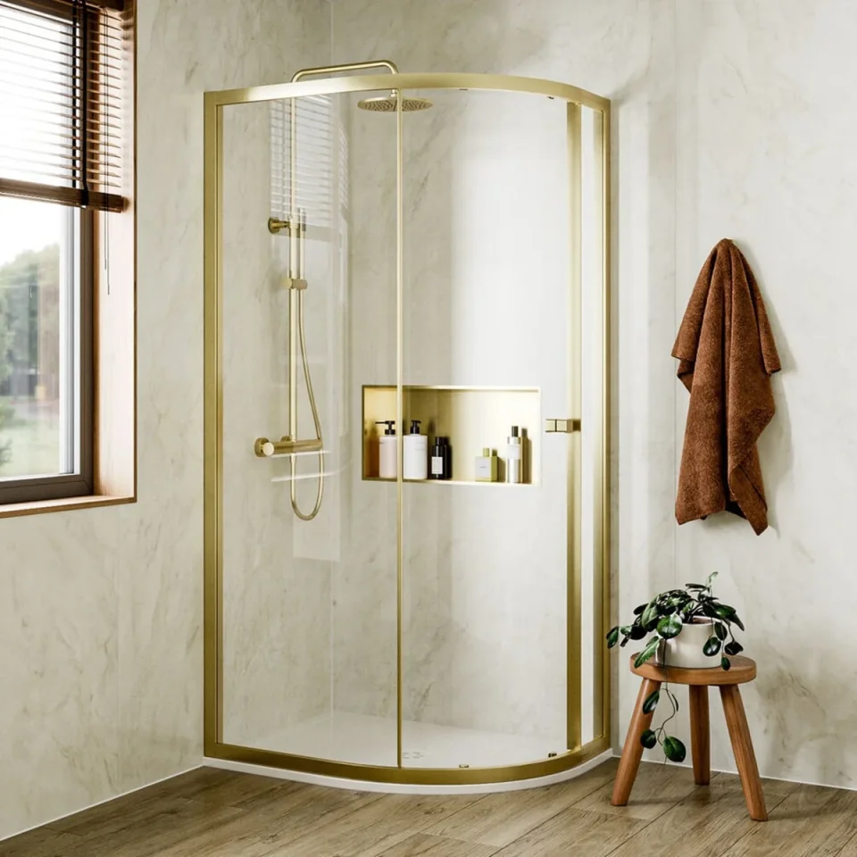 Crosswater 6mm Quadrant Single Door 1200 x 800 Brushed Brass product image - Image 1