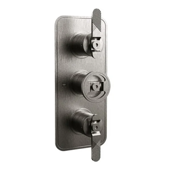 Crosswater Union 3 Handle Trimset Brushed Black Chrome Lever - must be paired with WLBP2000R+ or WLBP3000R+
