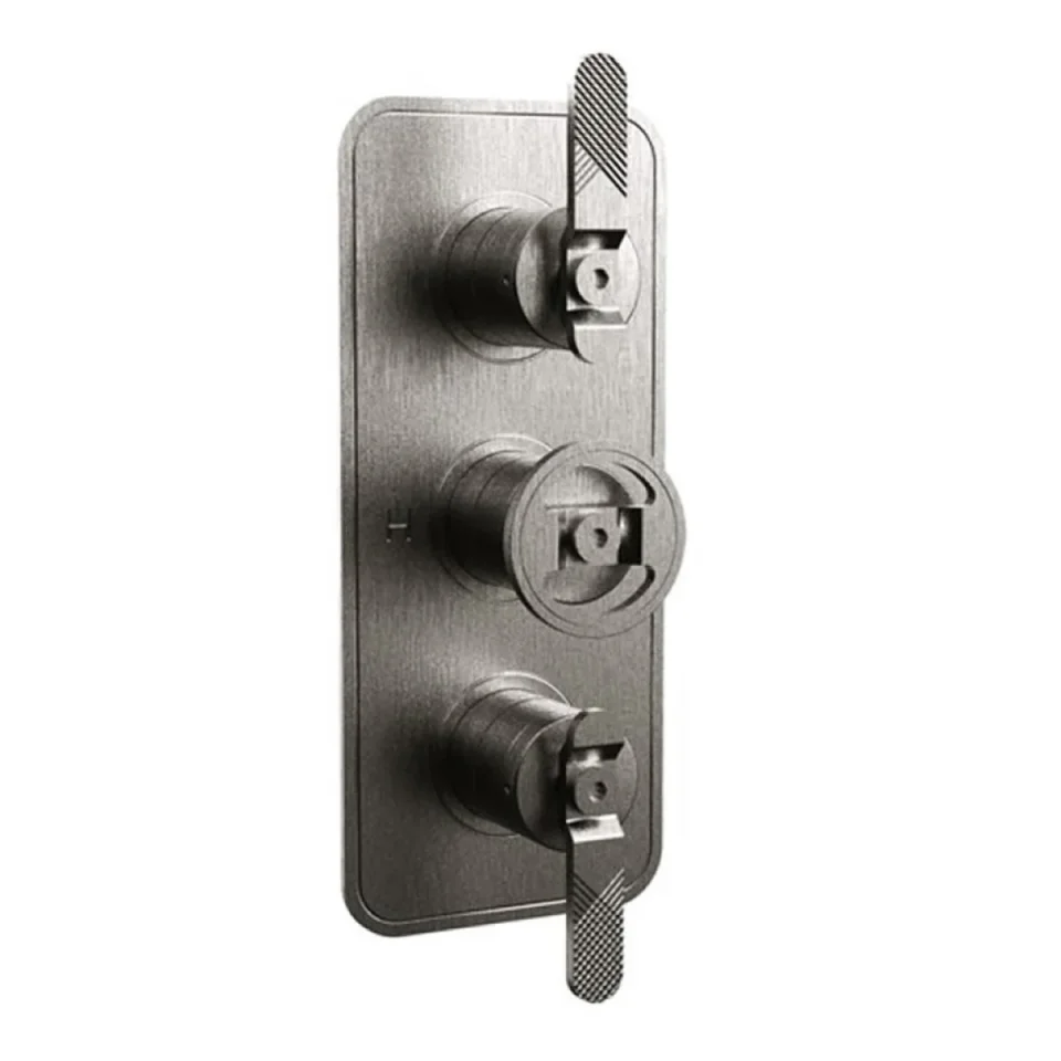 Crosswater Union 3 Handle Trimset Brushed Black Chrome Lever - must be paired with WLBP2000R+ or WLBP3000R+ product image - Image 1