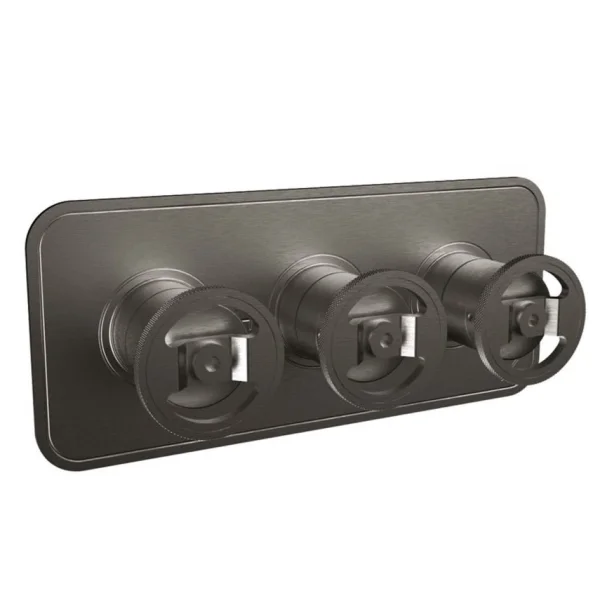 Crosswater Union 3 Handle Trimset Brushed Black Chrome Lever - must be paired with WLBP2001R+ or WLBP3001R+