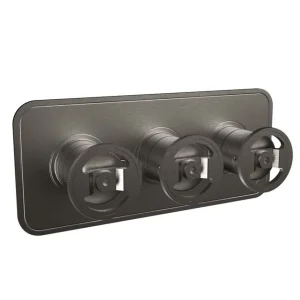 Crosswater Union 3 Handle Trimset Brushed Black Chrome Lever - must be paired with WLBP2001R+ or WLBP3001R+