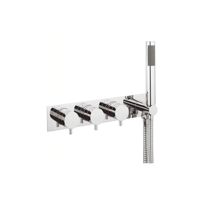 Crosswater Kai 3 Handle Trimset with Handset & Hose (must be paired with WLBP2001RC_V2 or WLBP3001RC_V2) Chrome detail view - Image 2