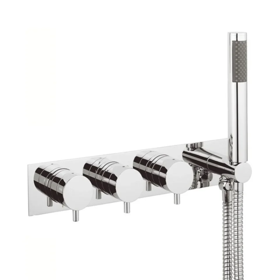 Crosswater Kai 3 Handle Trimset with Handset & Hose (must be paired with WLBP2001RC_V2 or WLBP3001RC_V2) Chrome product image - Image 1