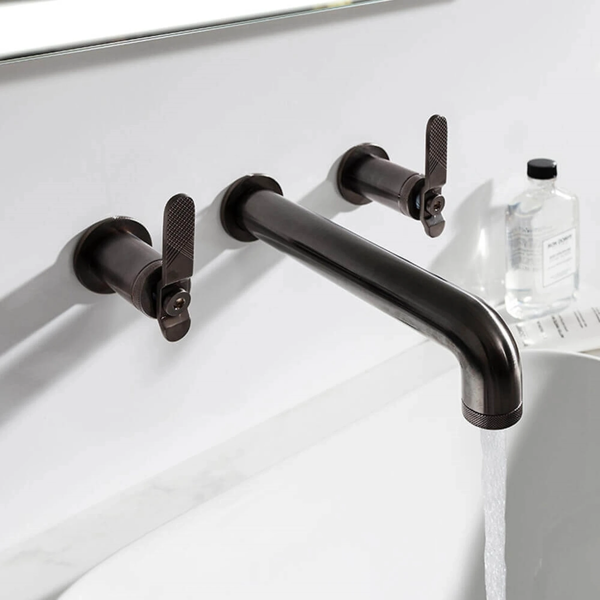 Crosswater Union Basin 3 Hole Set Wall Mounted Brushed Black Chrome Lever