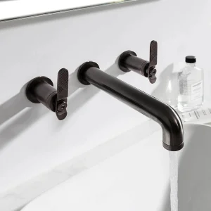 Crosswater Union Basin 3 Hole Set Wall Mounted Brushed Black Chrome Lever