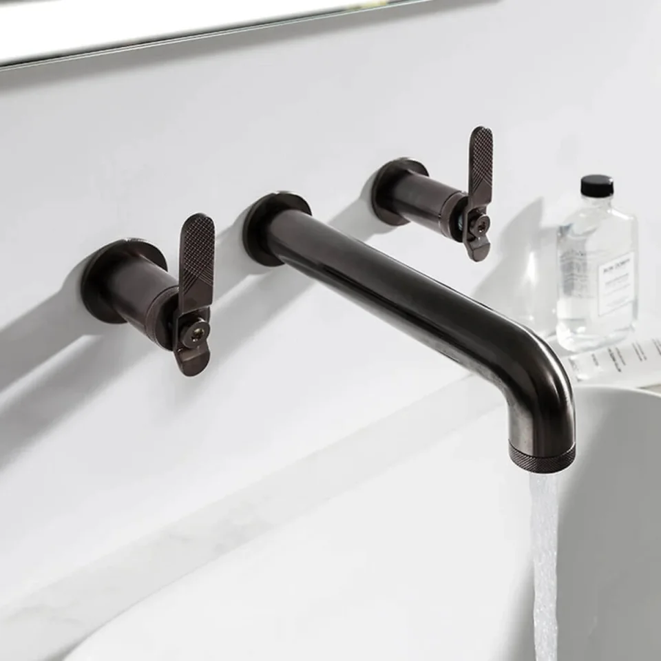 Crosswater Union Basin 3 Hole Set Wall Mounted Brushed Black Chrome Lever product image - Image 1