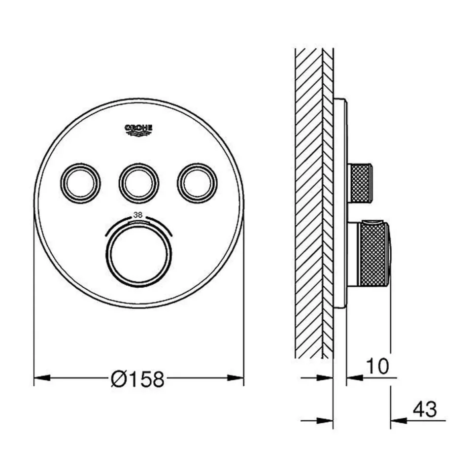 Grohe 29121000 Smartcontrol Thm Trimset Rnd 3sc detail view - Image 2