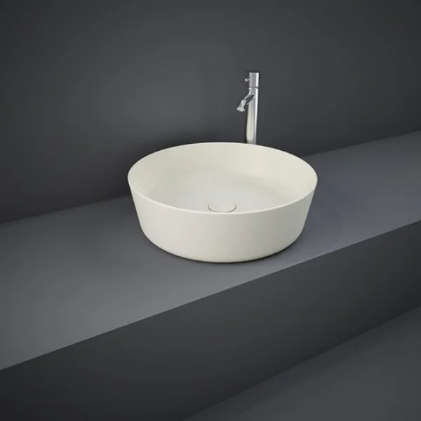 Rak Feeling 42cm Round Counter Top Wash Basin In Matt Greige